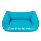 Cama Pet Para Cachorro Gato M 57x37cm Azul Cão Bagunceiro