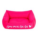 Cama Pet Para Cachorro Gato M 57x37cm Rosa Amo Meu Au Au