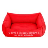 Cama Pet Cachorro Gato M 57x37cm Vermelha Amor Nariz Molhado