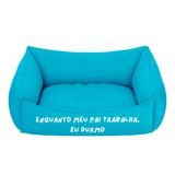 Cama Pet Para Cachorro Gato M 57x37cm Azul Dormindo Papai