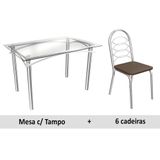 Mesa Kappesberg Elba + 6 Cadeiras Holanda Coma/Marrom