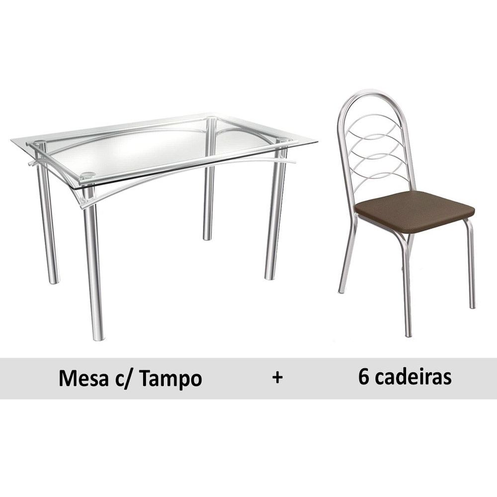 Mesa Kappesberg Elba + 6 Cadeiras Holanda Coma/Marrom