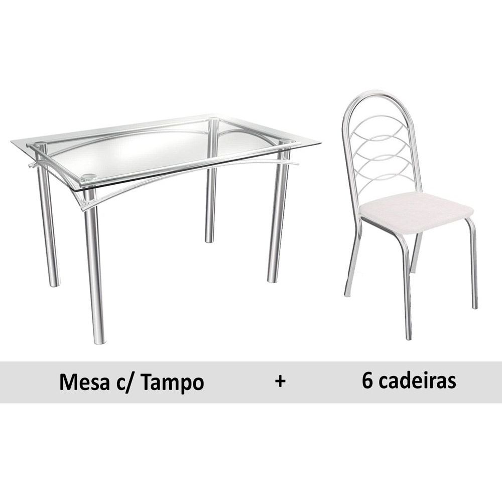 Mesa Kappesberg Elba + 6 Cadeiras Holanda Croma/Branco