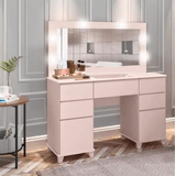 Penteadeira Camarim Rose Moderno Rose Espelho E Led  Mdf