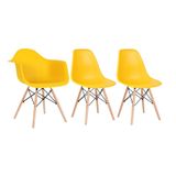 Kit 1 Cadeiras Eames Daw Com Braços + 2 Cadeiras Eiffel Dsw Amarelo