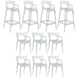 Kit - 6 X Cadeiras + 4 X Banquetas Altas Masters Allegra - Cinza Claro