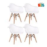 Kit - 4 X Cadeiras Eames Junior Com Apoios De Braços - Infantil - Branco