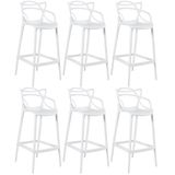 Kit - 6 X Banquetas Altas Masters Allegra - Branco