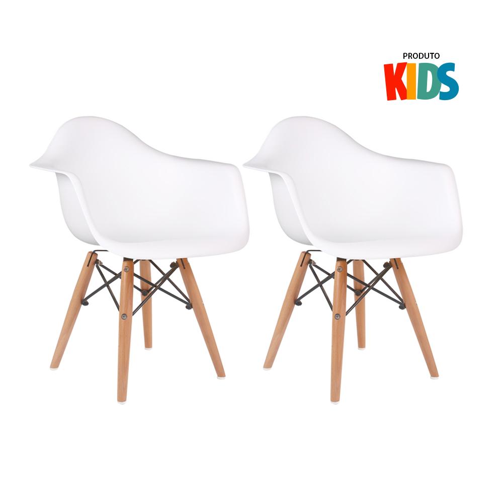 Kit - 2 X Cadeiras Eames Junior Com Apoios De Braços - Infantil - Branco