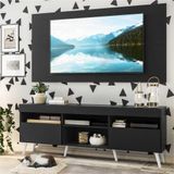 Rack C/ Painel E Suporte Tv 65&quot; Pés Retrô Com 2 Portas Londres Multimóveis