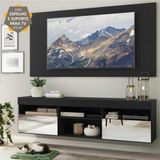 Rack Suspenso Com Espelho, Painel E Suporte Tv 65&quot; Com 2 Portas Londres Multimóveis Preto