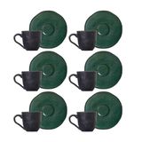 Conjunto Com 6 Xícaras E Pires Para Café Porto Brasil Arauco Em Stoneware 120 Ml