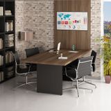 Mesa De Reunião Para Escritório Com Painel 2mx1m Tampo 40mm	 - Nogal