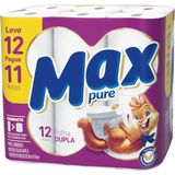 Papel Higiênico Folha Dupla Max Pure com 12 rolos de 30 metros