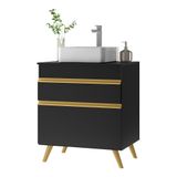 Gabinete De Banheiro Retrô Multimóveis 70 Cm Fg5024 Preto