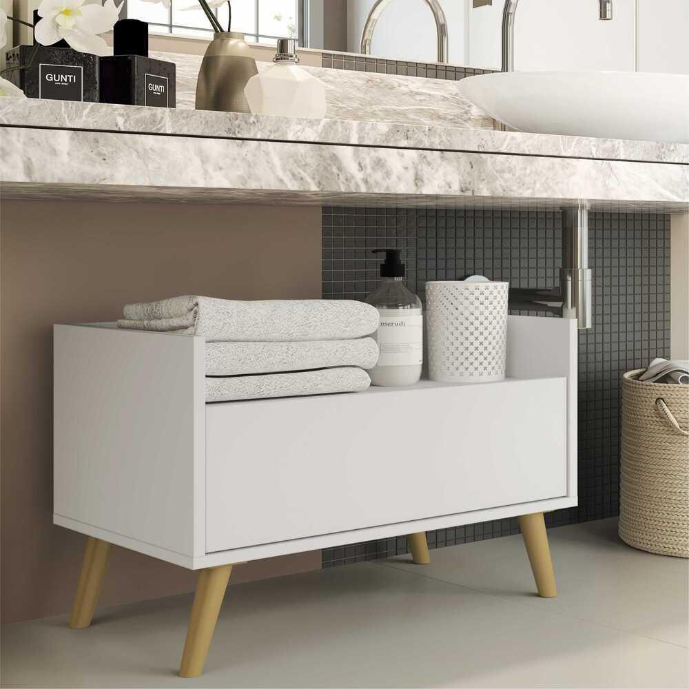Gabinete Armário Banheiro 60 Cm C/ Pés Retrô Multimóveis Branco/natural é boa?