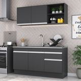 Armário De Cozinha Compacta Com Rodapé Veneza Multimóveis Mp2114.898 Preto/branco