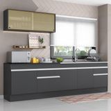 Armário De Cozinha Compacta Com Rodapé Veneza Multimóveis Mp2112.898 Preto/branco