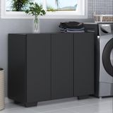 Armário Lavanderia Com 3 Portas 90 Cm Multimóveis Mp5034 Preto