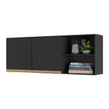 Armário De Cozinha Aéreo 150 Cm 2 Portas Veneza Gb Multimóveis Mp3741 Preto