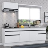 Armário De Cozinha Compacta Com Rodapé Veneza Multimóveis Mp2109.964 Branco/preto