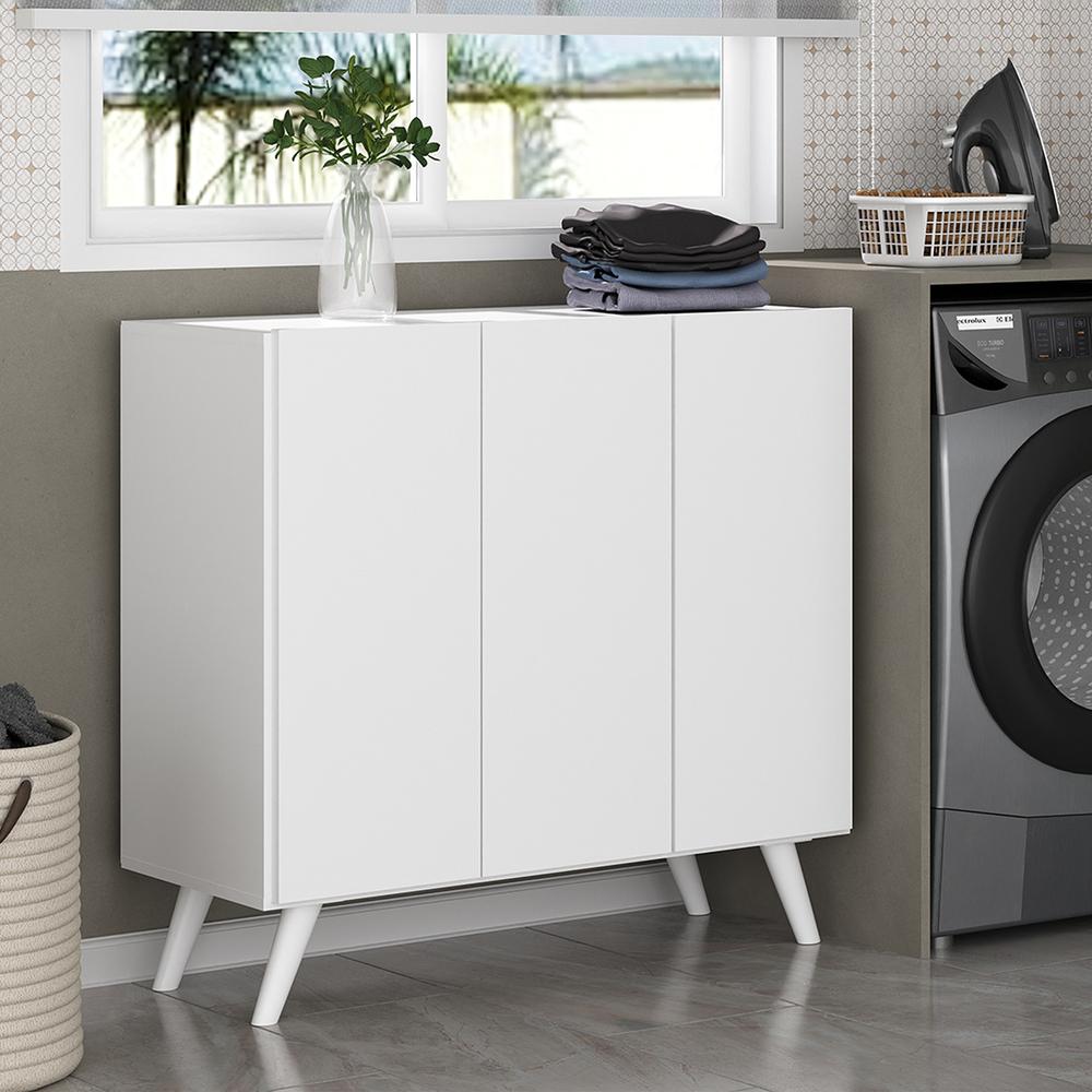 Armário Lavanderia Retrô Com 3 Portas Multimóveis Mp5033 Branco