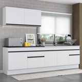 Armário De Cozinha Compacta Com Rodapé Veneza Multimóveis Mp2111.964 Branco/preto