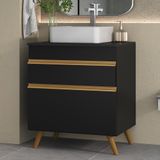 Gabinete Banheiro 1 Porta E 1 Gav Retrô 70cm Multimóveis Mp5024 Preto