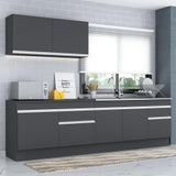 Armário De Cozinha Compacta Com Rodapé Veneza Multimóveis Mp2111.898 Preto/branco