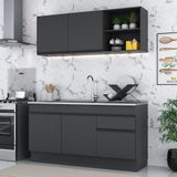 Armário De Cozinha Compacta Com Rodapé Veneza Multimóveis Mp2114.895 Preto