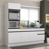 Armário De Cozinha Compacta Com Rodapé Veneza Multimóveis Mp2113.964 Branco/preto