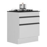 Balcão Cozinha C/ Rodapé Para Cooktop 70 Cm 1 Porta 1 Gav Veneza Multimóveis Mp2118.964 Branco/preto