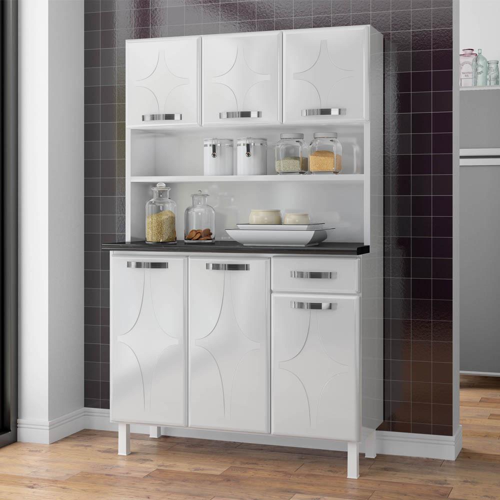 Armário De Cozinha De Aço Kit Triplo 105cm Amanda Multimóveis Smart Cr6060 Branco