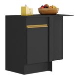 Balcão Cozinha Com Rodapé De Canto 1 Porta Veneza Gb Multimóveis Mp2120 Preto