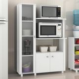 Armário Multiuso Para Forno E Microondas Com 3 Portas Multimóveis Cr20009 Branco