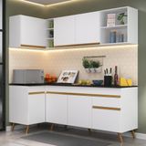 Cozinha Compacta De Canto Veneza Gw Multimóveis Mp2058 Com Armário E Balcão Branca
