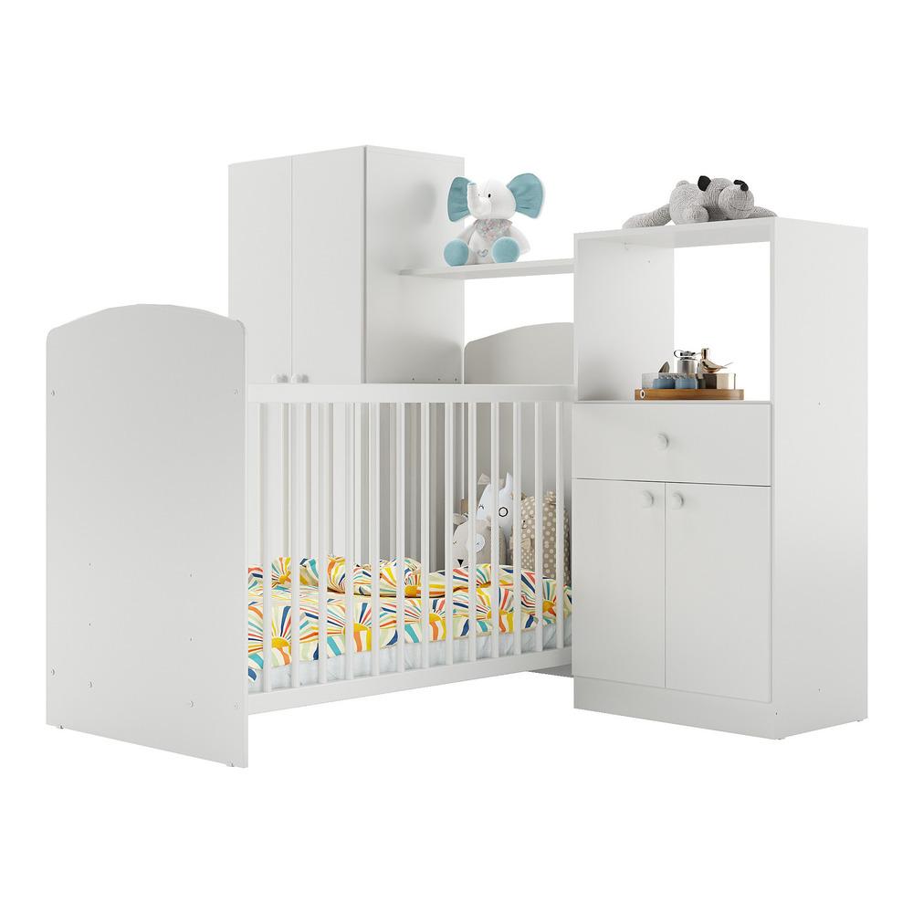 Quarto De Bebê Completo Berço/guarda-roupa/cômoda Fg2869 Multimóveis Branco