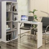 Escrivaninha/mesa Office Com Estante Lateral Multimóveis Fg2561 Branca/lacca Fumê