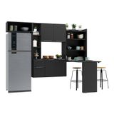 Cozinha Compacta Multimóveis Sofia Fg2010 Com Mesa Dobrável Preta