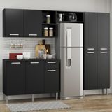 Cozinha Completa Compacta Pequim UP Multimóveis com Balcão - Preto