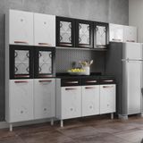 Cozinha De Aço Completa Com Balcão Regina Multimóveis Glass Cr6142 Branco/preto