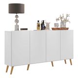 Aparador Buffet Retrô Multimóveis Veneza 4 Portas Fg3556 Branco/natural