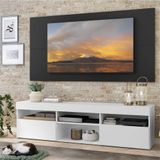 Rack c/ Painel TV 65' e 2 portas Londres Multimóveis Branco/Preto