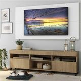 Rack c/ Painel TV 65' Rodízios e 2 portas Londres Multimóveis Rustic/Branco
