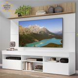 Rack com Painel TV 65' Madri Multimóveis com Suporte e Prateleira Branco/Rustic