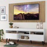 Rack c/ Painel TV 65' Branco/Rustic Londres Multimóveis Pés Retrô Preto