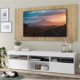Rack c/ Painel TV 65' e 2 portas Londres Multimóveis Branco/Rustic