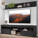 Rack com Painel TV 65' Madri Multimóveis com Suporte e Prateleira Preto/Branco
