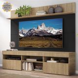 Rack com Painel TV 65' Madri Multimóveis com Suporte e Prateleira Rustic/Preto