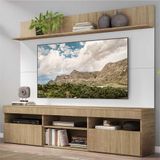 Rack com Painel TV 65' Madri Multimóveis e Prateleira Rustic/Branco